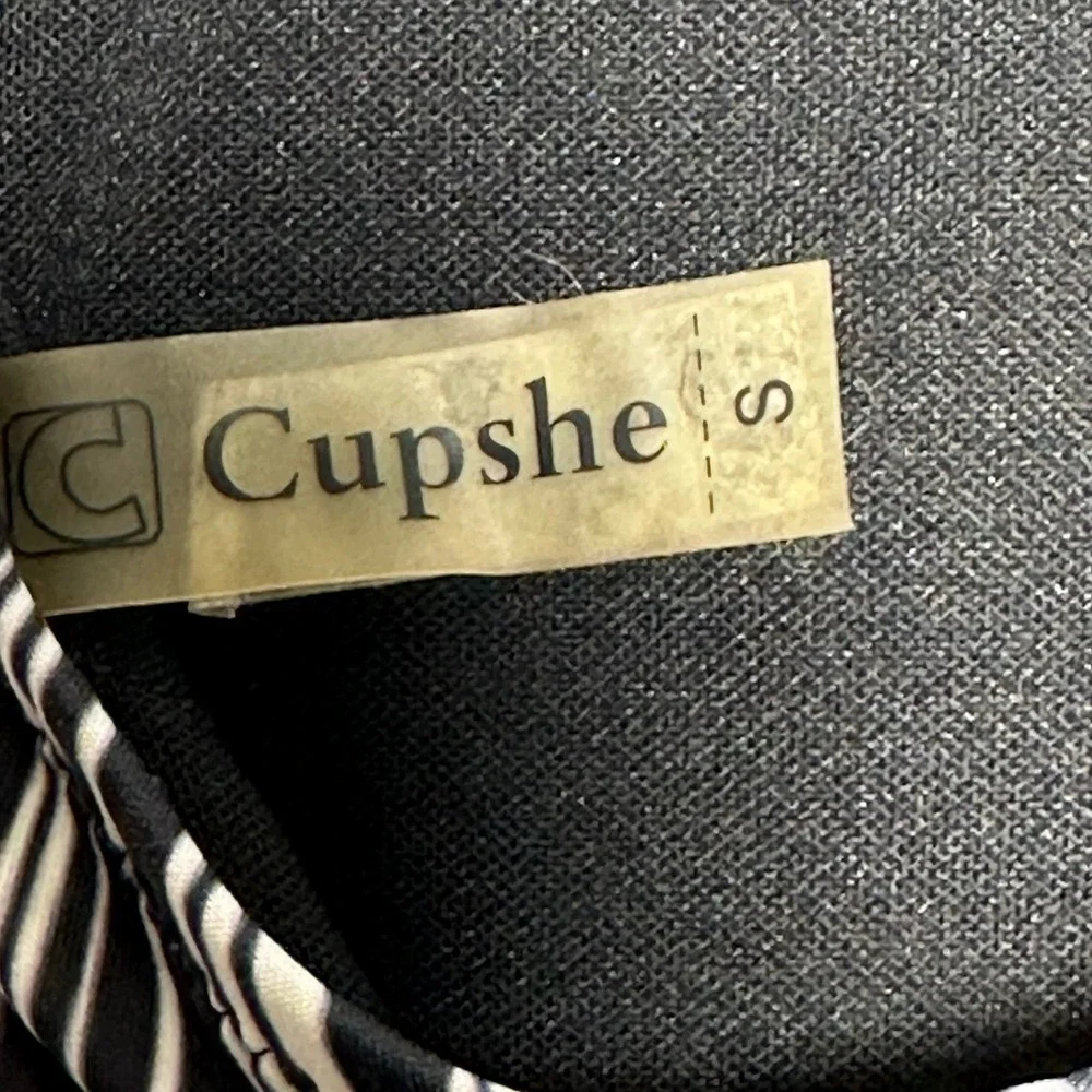 Cupshe Black White Stripe High Neck Halter Bikini Swim Top Size‎ S